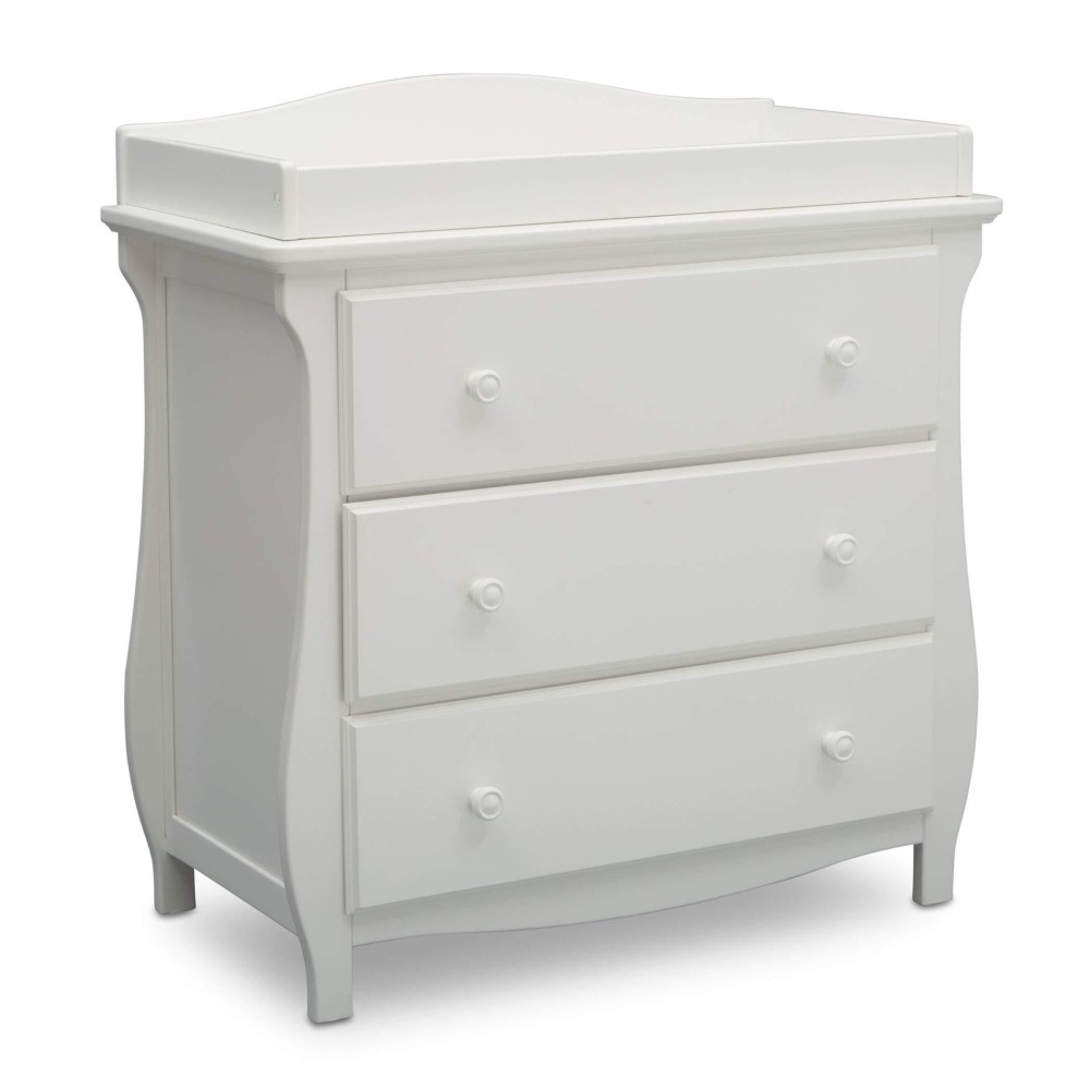 Delta Children Lancaster 3 Drawer Dresser With Changing Top, Greenguard Gold Certified, Bianca White