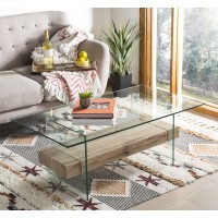 Safavieh Home Kayley Natural And Glass Coffee Table