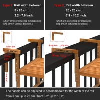 Interbuild Toronto Balcony Folding Deck Table, Outdoor Hanging Railing Bar Table, Fsc Acacia Wood, 28 X 23 Inches, Adjustable, Golden Teak