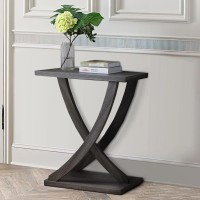 Benzara Wooden Console Sofa Side End Table With Curved Legs, Distressed Gray