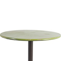 Benjara Benzara Round Metal Table With Wheel Design Bottom, Multicolor,