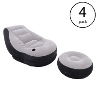 Intex Inflatable Ultra Lounge Chair With Cup Holder And Ottoman Set 4 Pack