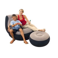 Intex Inflatable Ultra Lounge Chair With Cup Holder And Ottoman Set 4 Pack