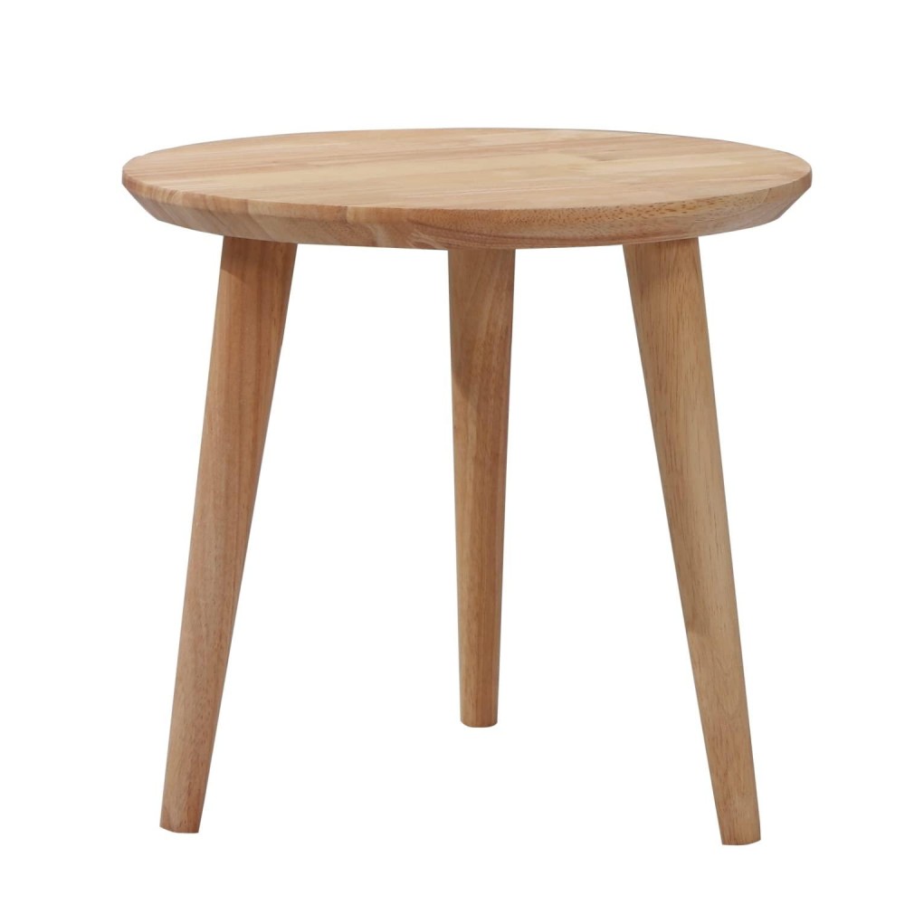WoodShine Side Table Small Round Solid Wood Sofa Table End Tables Accent Nesting Coffee Table Natural(H:14.37inch)