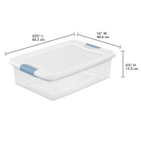 Sterilite 24Pack Stackable Storage Bin With Lid Clear Plastic Design 32 Quart