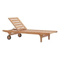 Modway Saratoga Premium Grade A Teak Wood Outdoor Patio Poolside Deck Chaise Lounge Chair With Cushions In Natural White