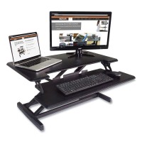 Victor Dcx610 Height Adjustable Compact Standing Desk| Black| 33??Wide Sit-Stand Dual Monitor Desk And Laptop Riser Workstation| Compatible With Most Monitor Arms