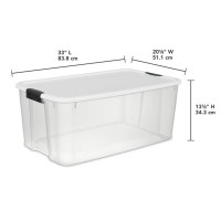 Sterilite 116 Qt Ultra Latch Box Stackable Storage Bin With Latching Lid Organize Blankets Sports Gear In Basement Clear Wit