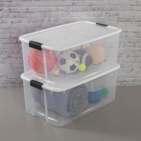 Sterilite 116 Qt Ultra Latch Box Stackable Storage Bin With Latching Lid Organize Blankets Sports Gear In Basement Clear Wit