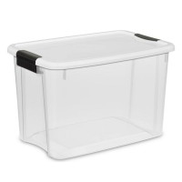 Sterilite 24Pack Stackable Storage Bin With Lid Clear Plastic Design 30 Quart