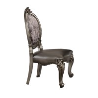 Acme Versailles Dining Side Chair In Silver Pu And Antique Platinum (Set Of 2)