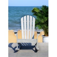 Safavieh Pat7042B Outdoor Collection Brizio Grey Wash Rocking Adirondack Chair