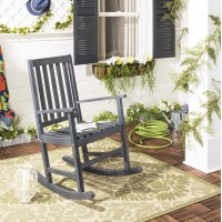 Safavieh Pat6707K Outdoor Collection Barstow Grey Rocking Chair, Dark Slate Gray