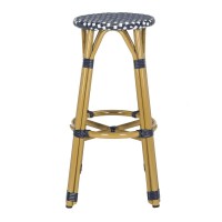 Safavieh Pat4018A Collection Kelsey Navy And White Indoor/Outdoor Bar Stool