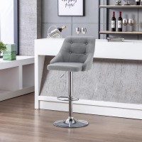 Brage Living Swivel Bar Stool With Back Adjustable Fabric Tufted Barstool Upholstered Counter Height Airlift Bar Chair For Kit