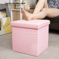 B Fsobeiialeo Storage Ottoman, Faux Leather Footrest Stool, Ottoman With Storage Cube Toy Box Chest, 15