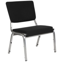 Hercules Series 1500 Lb. Rated Black Antimicrobial Fabric Bariatric Medical Reception Chair With 3/4 Panel Back