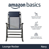 Amazon Basics Outdoor Textilene Zero Gravity Folding Lounge Rocker With Pillow Navy