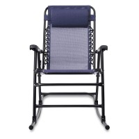 Amazon Basics Outdoor Textilene Zero Gravity Folding Lounge Rocker With Pillow Navy