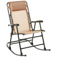 Amazon Basics Outdoor Textilene Zero Gravity Folding Lounge Rocker With Pillow Beige