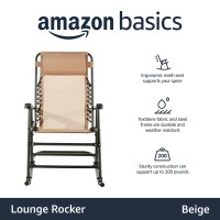 Amazon Basics Outdoor Textilene Zero Gravity Folding Lounge Rocker With Pillow Beige