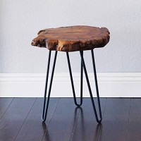 WELLAND Unique Shape Natural Wood Stump Rustic Surface End Table