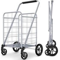 Winkeep Newly Released Grocery Utility Flat Folding Shopping Cart?With 360? Rolling Swivel Wheels Heavy Duty & Light Weight Extra Large Utility Cart