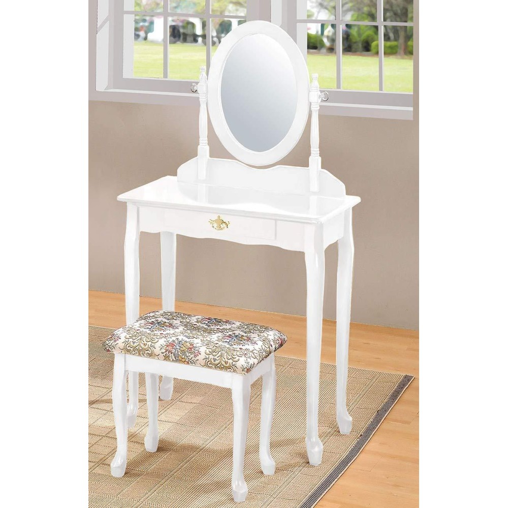 Homeroots Furniture Queen Anne Vanity Set, White (285495)