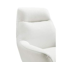 Homeroots Furniture Chair White Top Grain Italian Leather Stainless Steel Legs (320704)