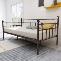 Homerecommend Metal Daybed Frame Twin Steel Slats Platform Base Box Spring Replacement Bed Sofa For Living Room Guest Room (Twin,Dark Copper)
