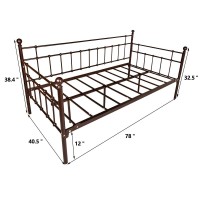 Homerecommend Metal Daybed Frame Twin Steel Slats Platform Base Box Spring Replacement Bed Sofa For Living Room Guest Room (Twin,Dark Copper)