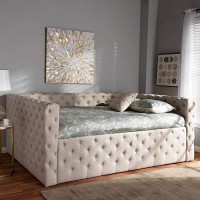 Baxton Studio Anabella Modern And Contemporary Light Beige Fabric Upholstered Full Size Daybed