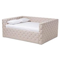 Baxton Studio Anabella Modern And Contemporary Light Beige Fabric Upholstered Queen Size Daybed