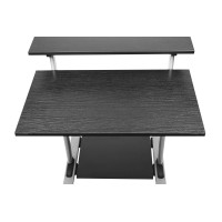 Techorbits Rolling Desk For Laptop - Standing Or Sitting Mobile Computer Cart With Wheels, Adjustable Height & 27.5-Inch Surface - Portable Home Office Workstation - Black