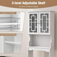 Giantex Over-The-Toilet Storage Spacesaver, Bathroom Organizer With Cabinet And Shelf, Above Toilet Standing Rack (White)