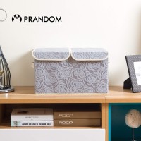 Prandom Large Foldable Storage Bins With Lids Fabric Decorative Storage Box Cubes Organizer Containers Baskets With Cover Handle