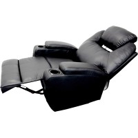 Acme Waterlily Faux Leather Rocker Recliner With Motion Swivel In Black