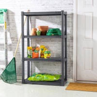 Sterilite 4 Shelf Unit Heavy Duty And Easy To Assemble Plastic Storage Unit Organize Bins In The Garage Basement Attic Mudr