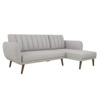 Novogratz 2275429N Brittany Sofa Light Grey Linen Sectional Futon Gray