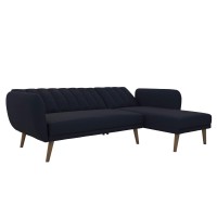 Novogratz 2276629N Brittany Sofa Blue Linen Sectional Futon