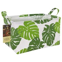 Hunrung Rectangle Storage Basket Cute Canvas Organizer Bin For Pet/Children Toys, Books, Clothes Perfect For Rooms/Playroom(Leaf)