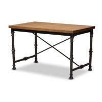 Baxton Studio Verdin Vintage Rustic Industrial Style Wood And Dark Bronze-Finished Criss Cross Desk