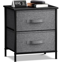 Sorbus Nightstand With 2 Drawers - Bedside Furniture End Table Night Stand With Steel Frame, Wood Top & Easy Pull Fabric Bins - Small Dresser & Chest For Home, Bedroom Accessories & Office