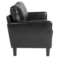 Washington Park Upholstered Loveseat in Black LeatherSoft