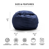 Big Joe Fuf Medium Foam Filled Bean Bag Chair With Removable Cover  Cobalt Lenox  Durable Woven Polyester  3 Feet Big