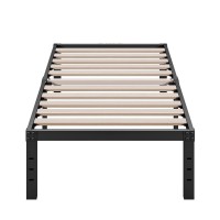 Ziyoo Twin Bed Frame, 14 Inch High, 3 Inches Wide Wood Slats With 2500 Pounds Support For Mattress, No Box Spring Need, Noise Free, Easy Assembly