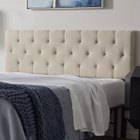 Lucid Midrise Upholstered Headboard Diamond Tufted Padded Polyester Adjustable Height From 34 To 46 Easy Assembly