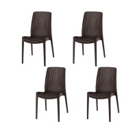 Lagoon Rue Brown Stack-Able Rattan Dinning Chair - 4 Pcs/Set