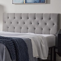 Lucid Midrise Upholstered Headboard Diamond Tufted Padded Polyester Adjustable Height From 34 To 46 Easy Assembly