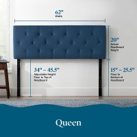 Lucid Midrise Upholstered Headboard Diamond Tufted Padded Polyester Adjustable Height From 34 To 46 Easy Assembly